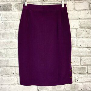 Vintage Peter Nygard Purple 100% Silk Pencil Skirt